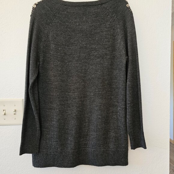 VICTOR ALFANO Women's Gray Wool Sweater - Gem Details - Size M - Pockets - Picture 6 of 6